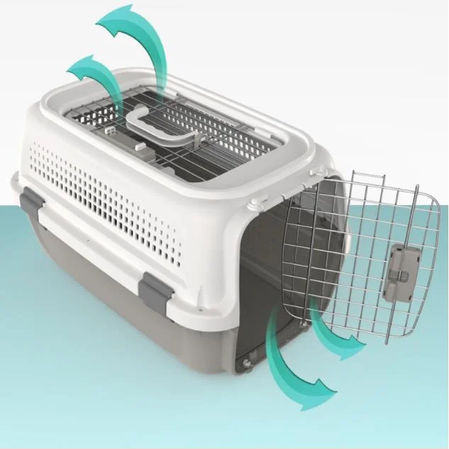 Portable Two-Door Dog Cage Breathable Design With a Skylight