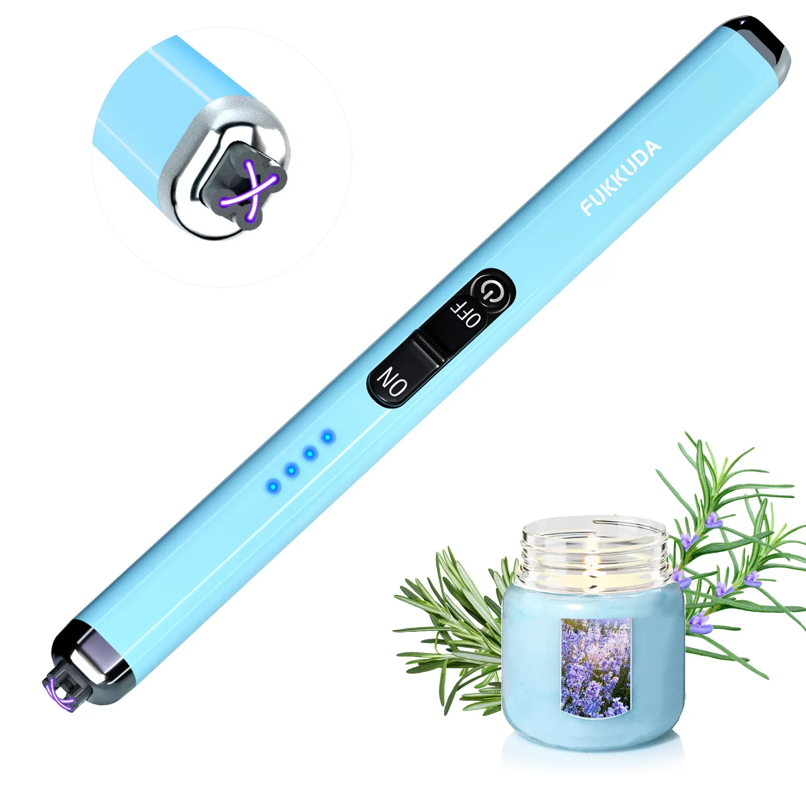 Dual Arc Electric Lighter with Rechargeable Battery Sky Blue