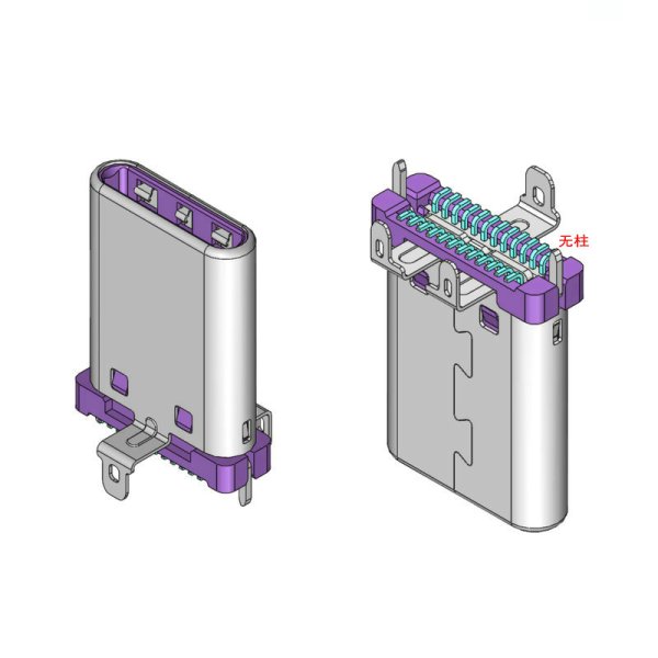 TYPE-C 公座 24Pin SMT立貼三腳