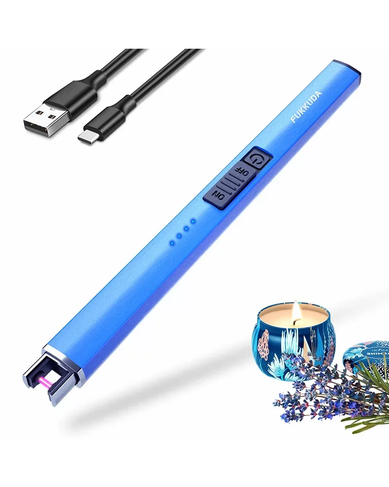 Electric candle lighter with rechargeable battery sapphire blue