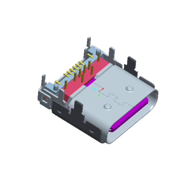 TYPE-C 母座 24Pin 板上前插后貼 