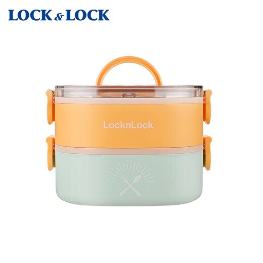 乐扣乐扣(LOCK&LOCK)玩趣椭圆不锈钢双层饭盒