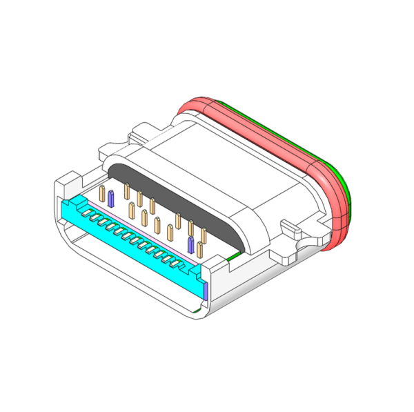 防水TYPE-C 母座 24Pin DIP+SMT 沉板1.00