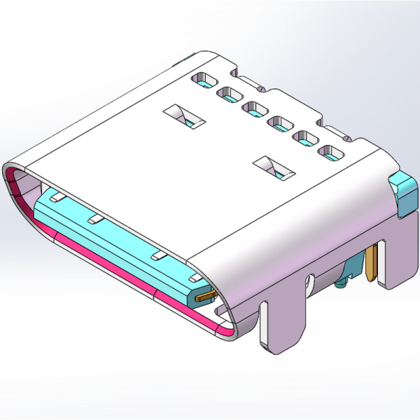 TYPE-C 母座 24Pin 雙排SMT 斜口