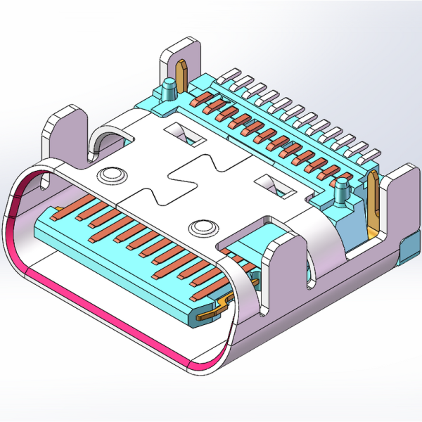 TYPE-C 母座 24Pin 雙排SMT 斜口