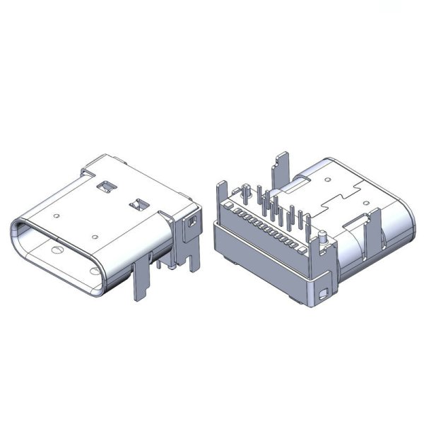 源頭廠家TYPE-C 母座 24Pin 前插后貼 墊高款