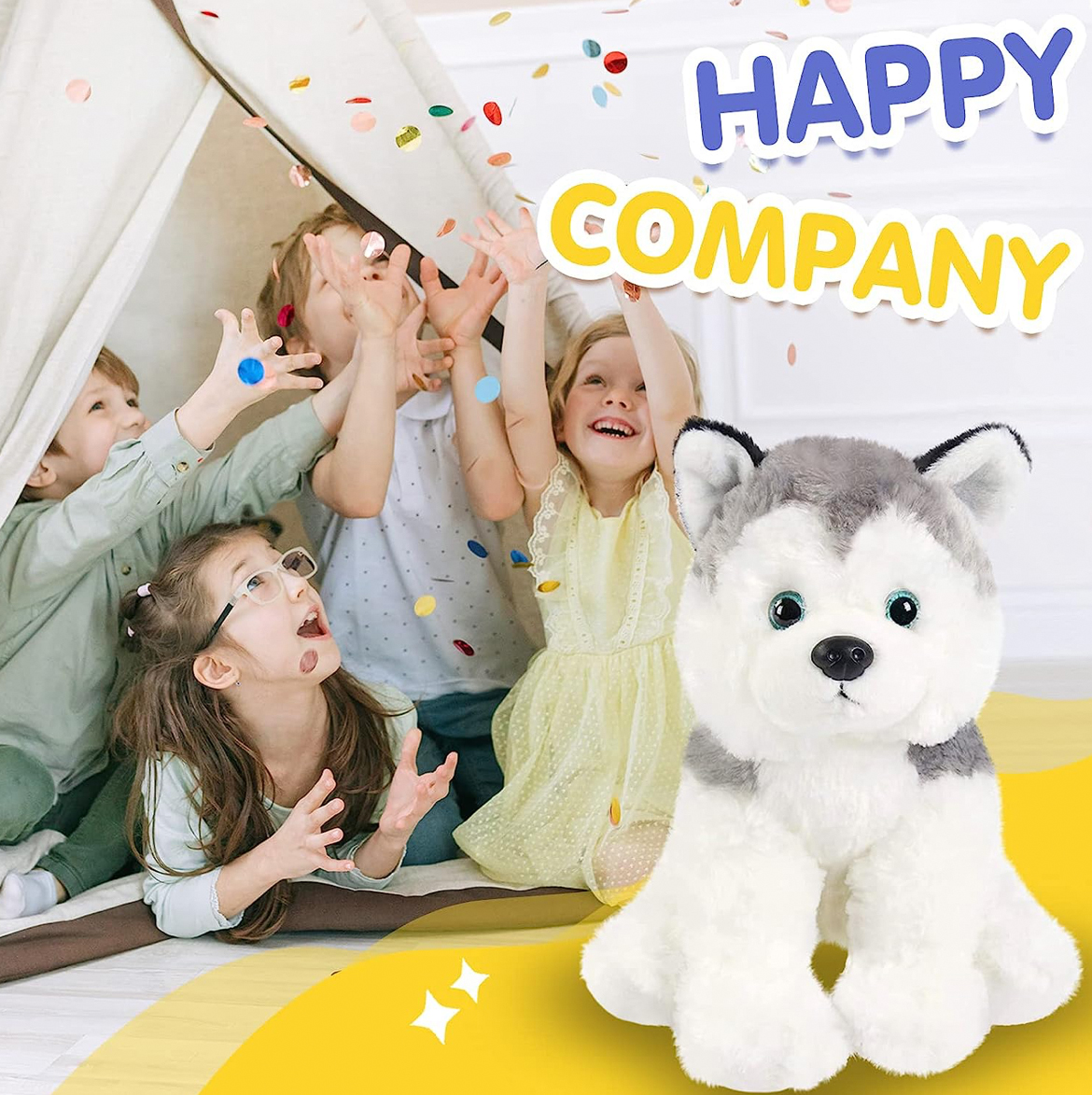 High quality plush toy husky stuffed toy soft material animals adorable holiday gifts for kids