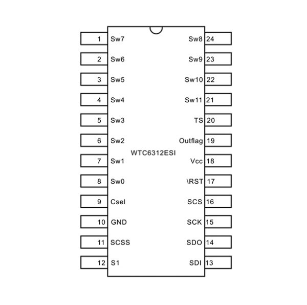 WTC6312ESI---12鍵SPI輸出觸摸IC