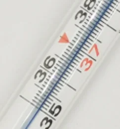 blue inner glass tube of mercury-free thermometer