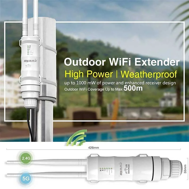 MyMAX-WN570HA1-AC600 Banda Dual 2.4+5GHz 600Mbps Extensor WiFi de Largo  Alcance para Exteriores/Repetidor Inalámbrico/Punto de Acceso PoE  (Ap)/Amplificador Señal Internet/Router con 2-Antena Externa :  : Electrónicos