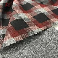 Polyester Cationic Plaid Grey Fabric