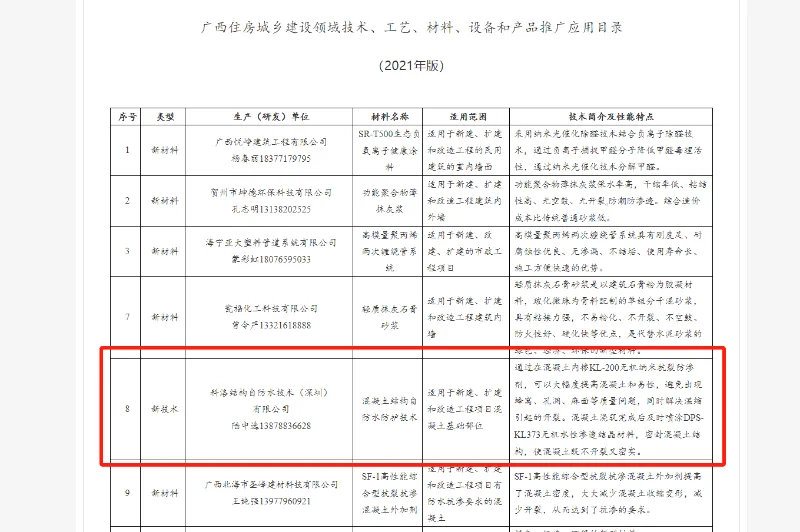 廣西住房城鄉(xiāng)建設領域技術、工藝、材料、設備和產品推廣應用目錄