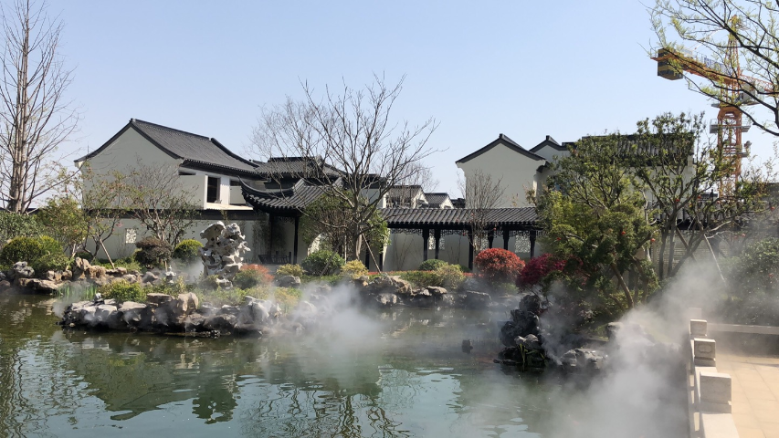 苏州画舫庭院景观月洞门 鸿仁古建 上海鸿仁建筑装饰工程供应