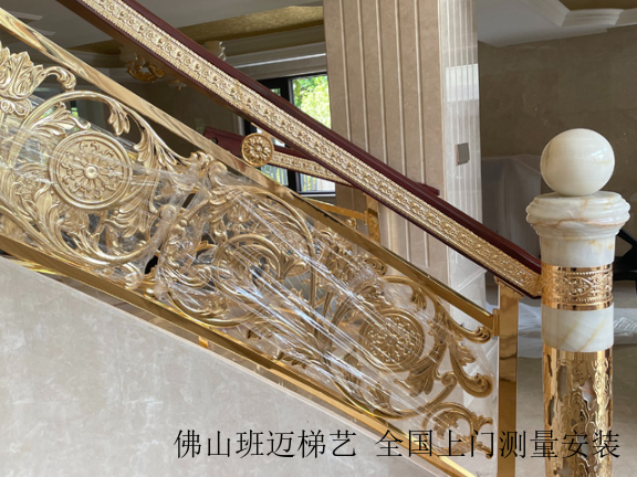 西藏镀铜楼梯扶手现场图片,楼梯扶手
