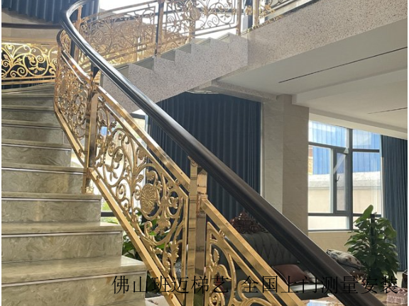 江苏别墅铜楼梯扶手图片,铜楼梯