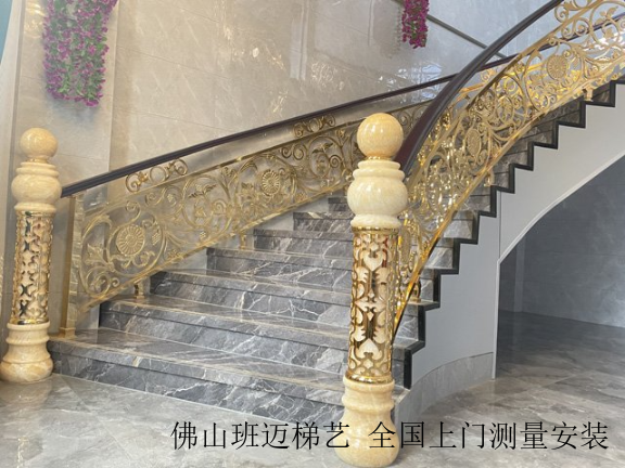纯铜雕花铜楼梯围栏