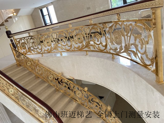 新疆自建别墅铜楼梯设计,铜楼梯
