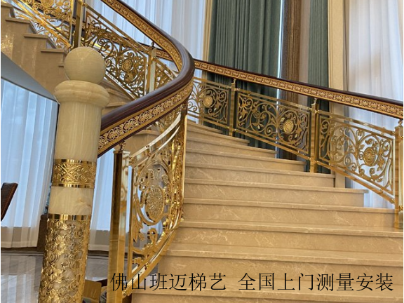 辽宁中式铜楼梯定制,铜楼梯