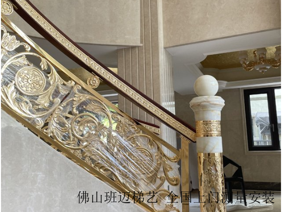 天津铜艺雕刻铜楼梯扶手图片,铜楼梯