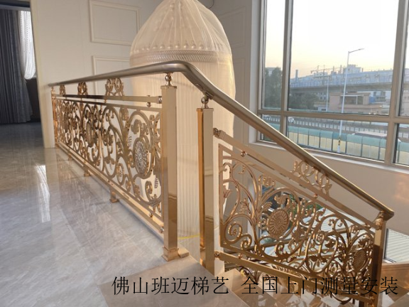 新疆24K金铜楼梯来图定制,铜楼梯