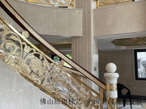河南中式铜楼梯全国上门设计,铜楼梯