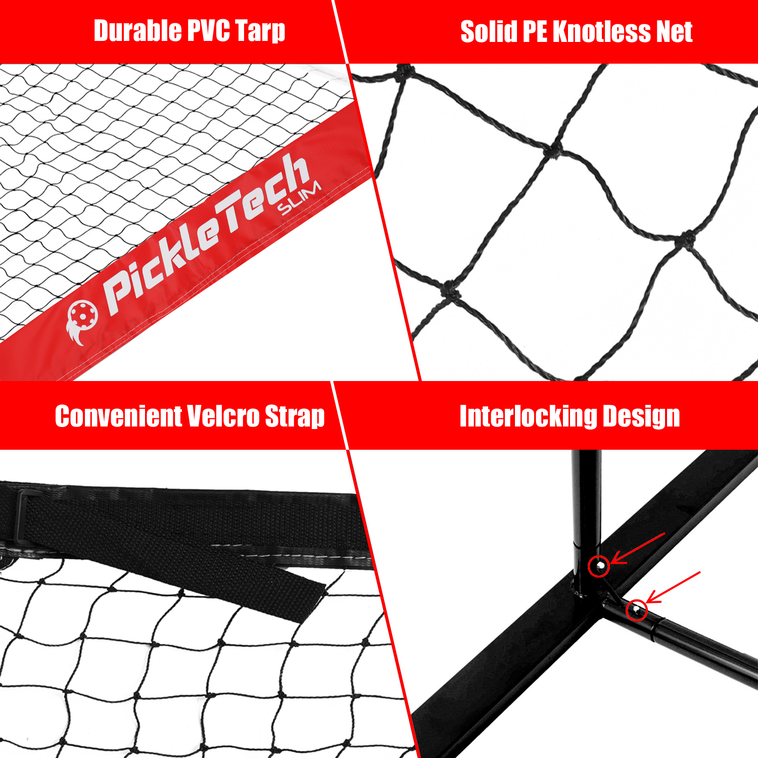 Portable Pickleball Net System4.0 RedPickleTech