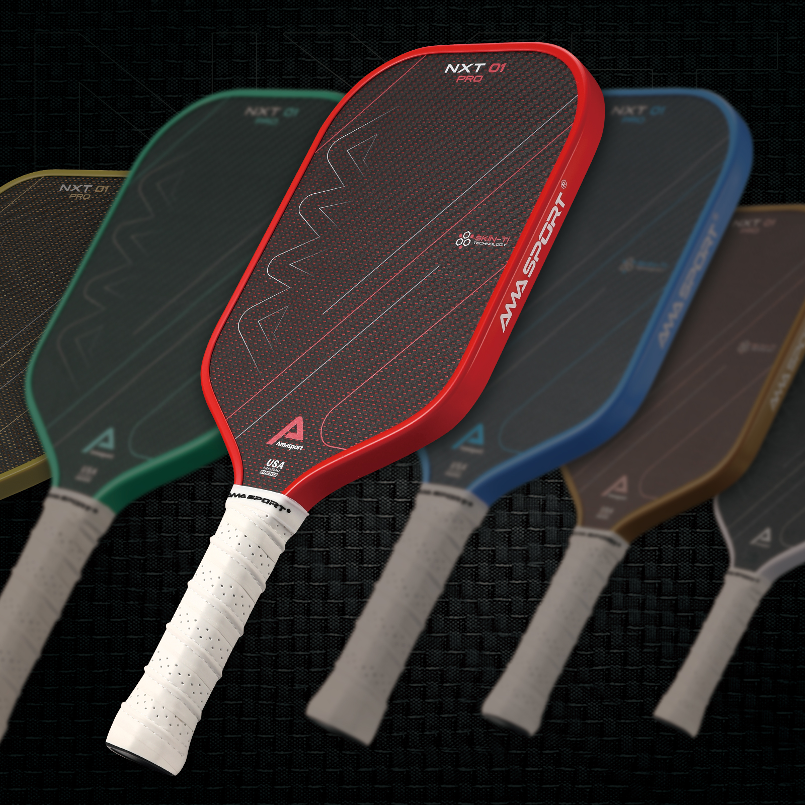 AMASPORT NXT 01 Pro ピックルボールラケット PCR-ASkinTiPA015-16RED-Ama Sport