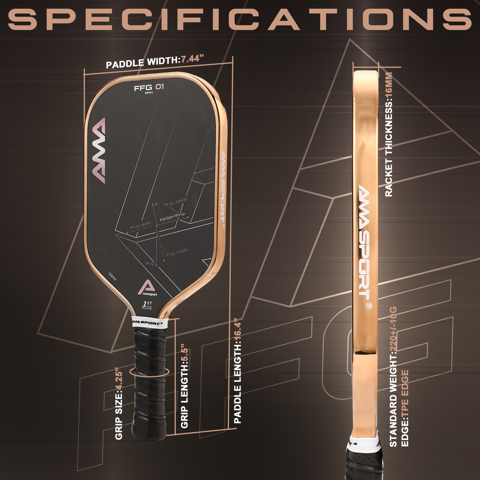 FFG-Rose Gold Pickleball Paddle