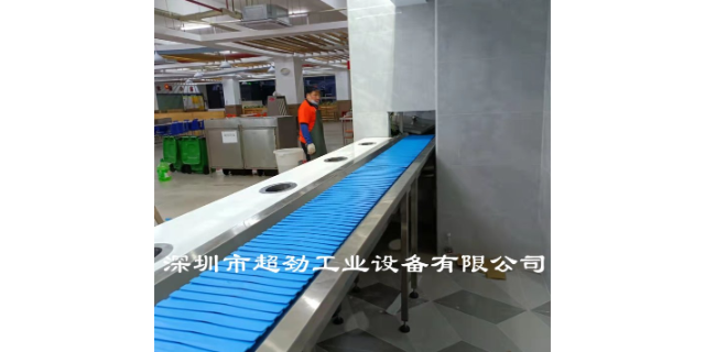 北京圆带式餐盘回收线输送过程