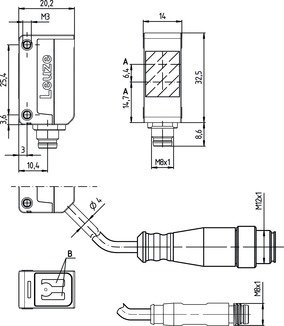 PRK5/4-M8.3 帶偏振光片鏡的鏡反射型光電傳感器 商品編號： 50134579