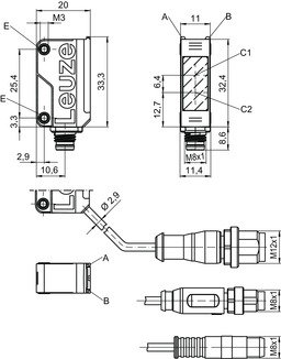 RK46C.DXL3/2N-M12 非偏振鏡反射型光電傳感器 商品編號： 50126764