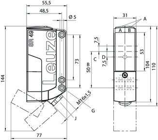 LE49C/4P-TB 對射光電傳感器（接收） 商品編號： 50134454