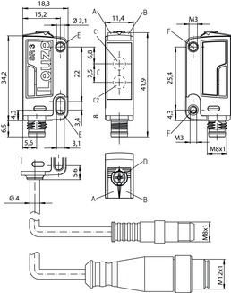 RK3C.1/6G-M8 非偏振鏡反射型光電傳感器 商品編號： 50143655