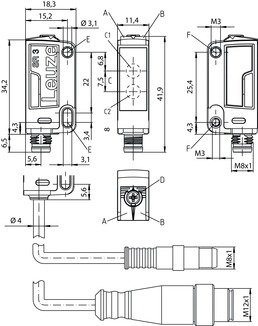 RK3C.1/6G-M8 非偏振鏡反射型光電傳感器 商品編號： 50143655