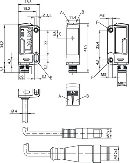 PRK25C.D/PX-200-M12 帶偏振光片鏡的鏡反射型光電傳感器 商品編號： 50139556