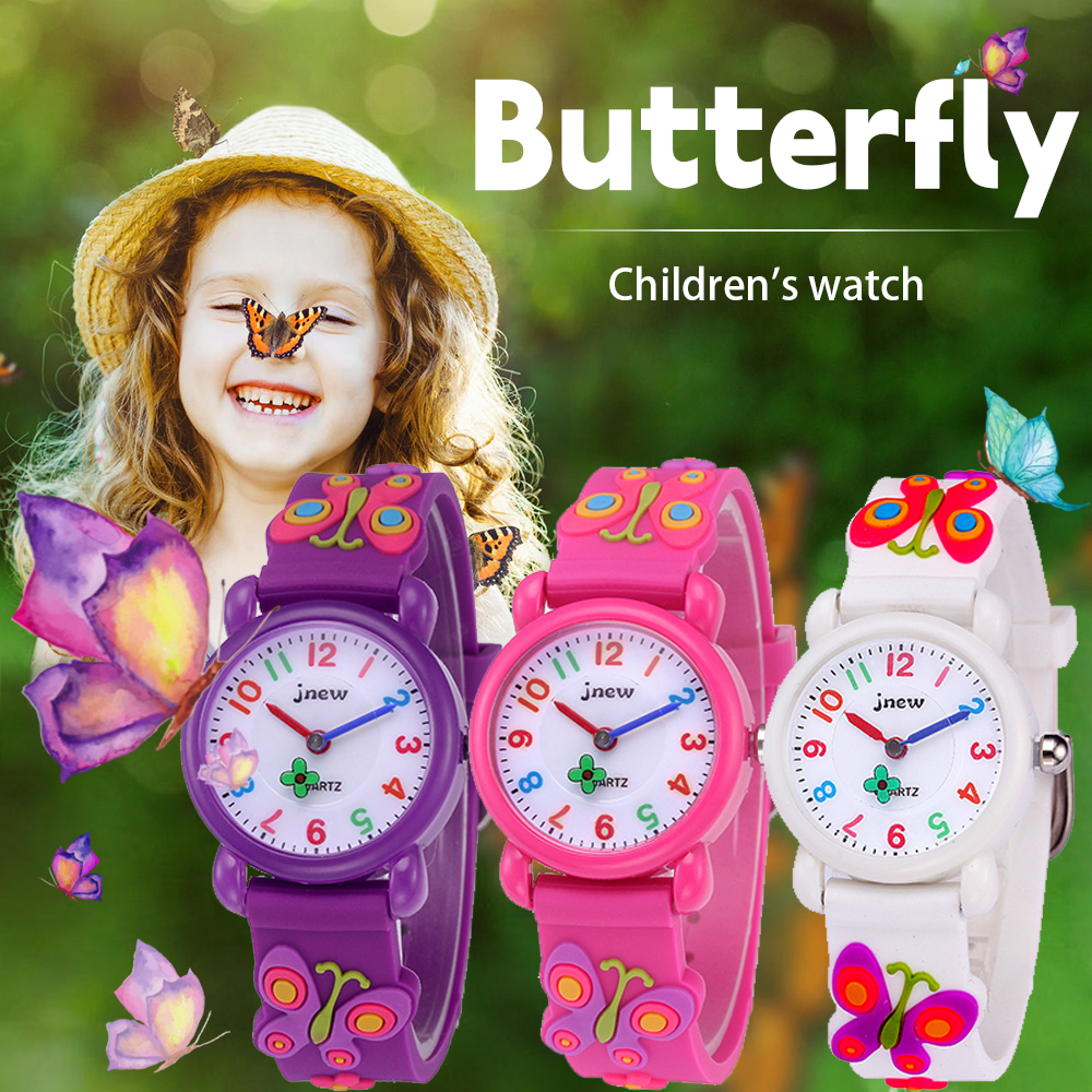 purple butterfly girls quartz watch