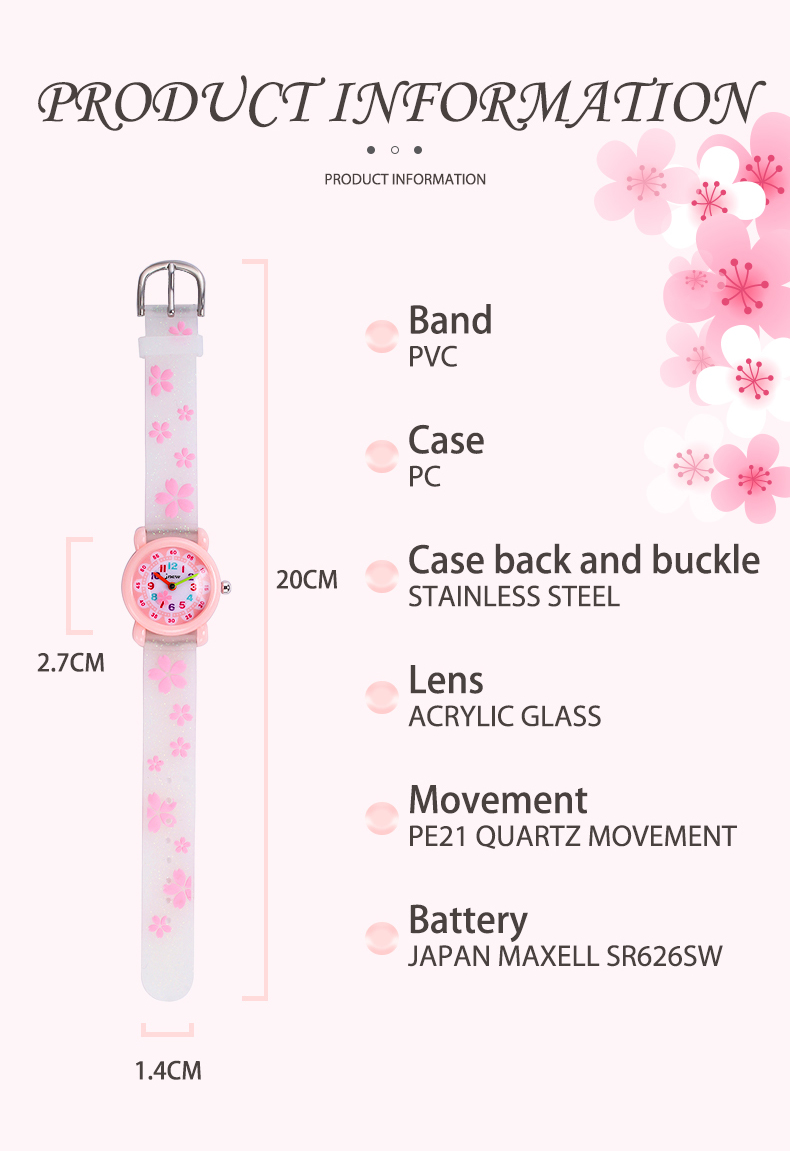 cartoon sakura kids white quartz watch