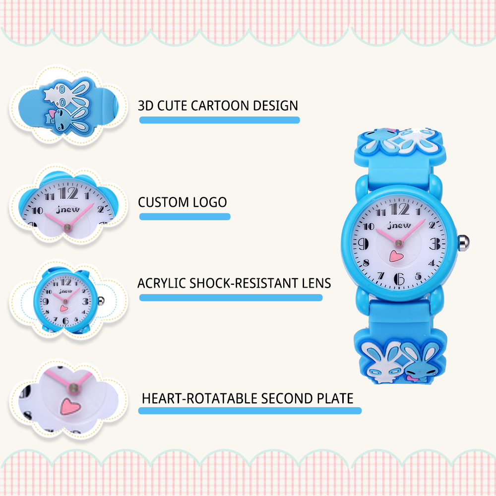 3D cartoon rabbit kids analog watch