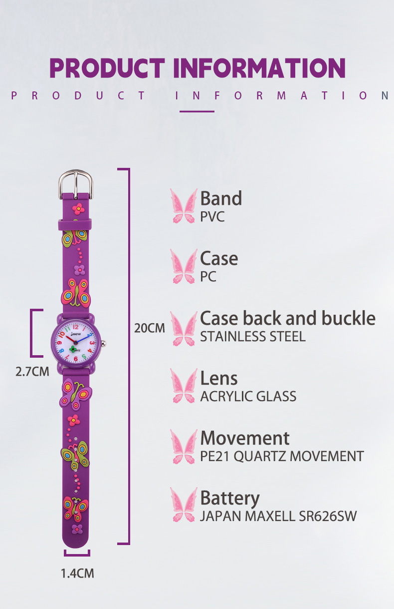 cartoon butterfly kids quartz watch