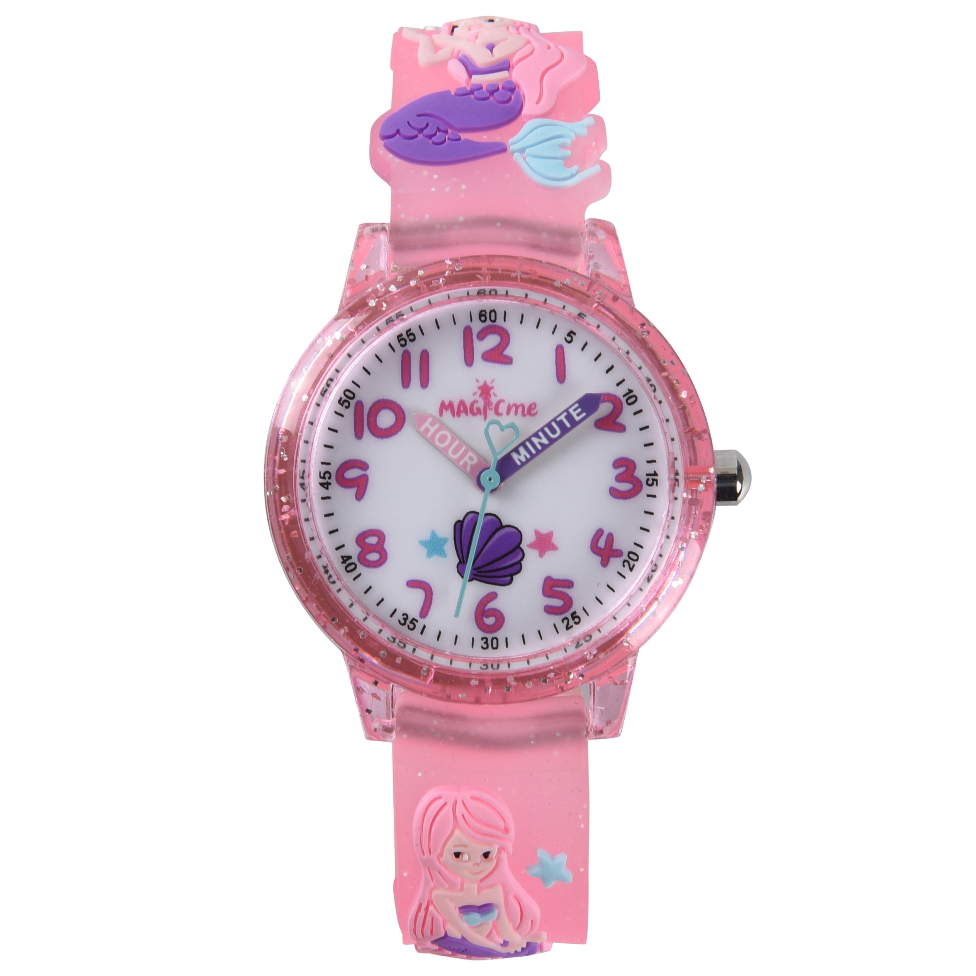 cartoon mermaid mussel princess strap kids quartz watch