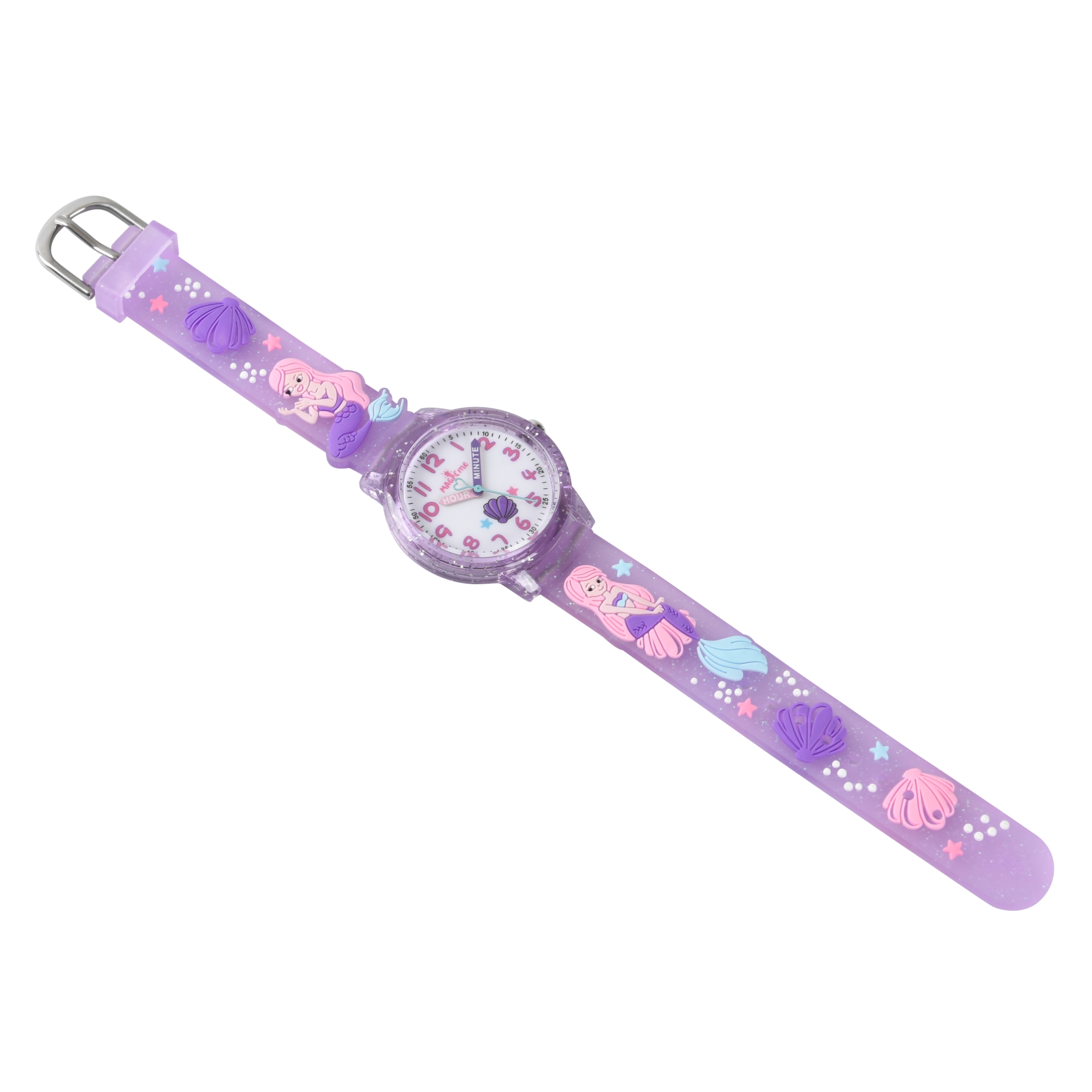 cartoon mermaid mussel princess strap kids quartz watch