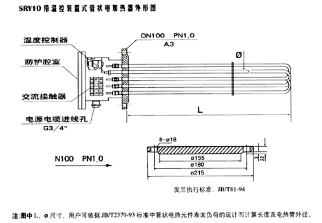 河北SRXY型SRJ型硝盐及碱溶液管状电加热器定制 江阴市环宇电热器材供应