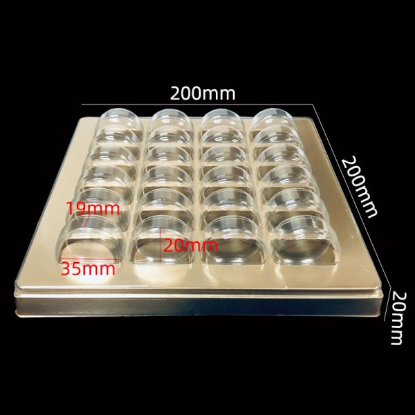 馬卡龍24粒PET透明啞光金片天地蓋吸塑盒