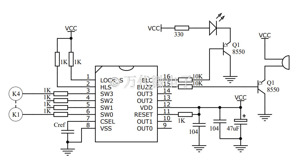 WTC6104KSI---4鍵電容式觸摸IC