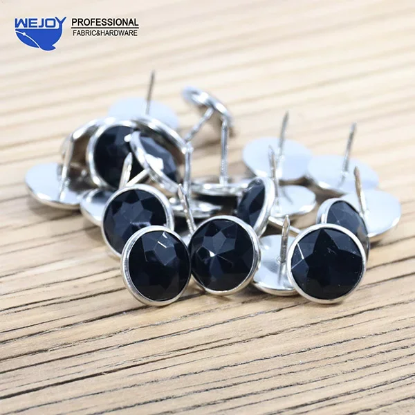 alloy edge black crystal diamond button nails 