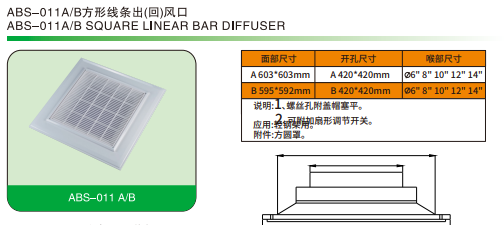 ABS-011A B方形線條出(回)風(fēng)口