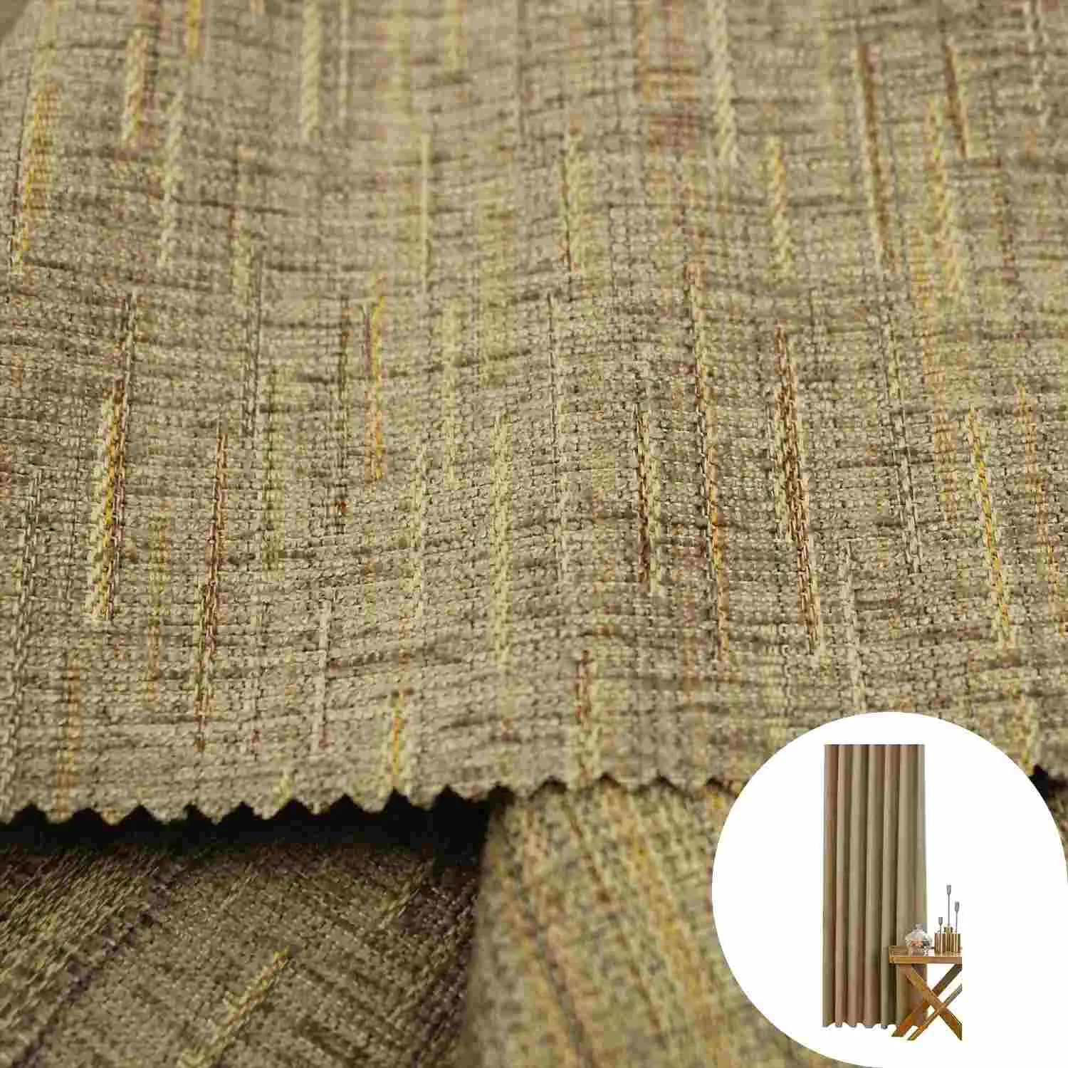 Inherently flame retardant chenille curtain fabric KLCC-FR-007