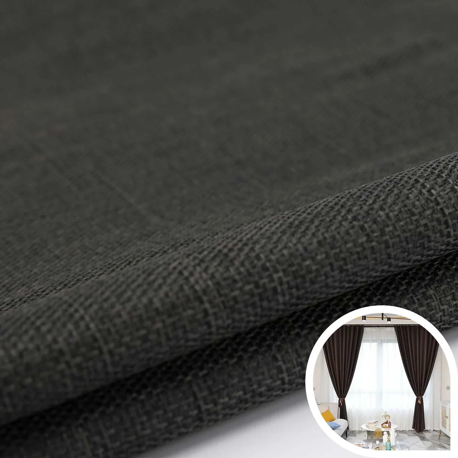 Inherently fire retardant linen-like curtain fabric KILC-FR-005