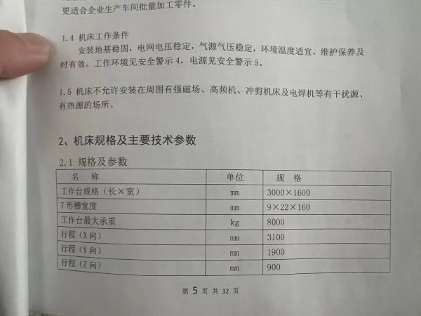 出售二手21年12月份出廠。原上海斌盛3019，工作臺1.6米*3米，門寬1.92米，門高1.1米。發(fā)那科MF系統(tǒng)。BT50主軸。主軸帶高低檔。機器9成新