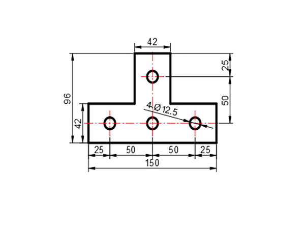 平面T型四孔